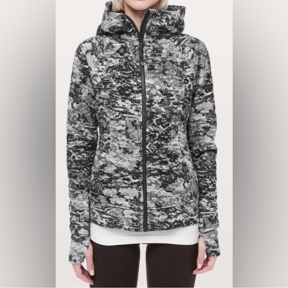 Lululemon Black and White Masked Lace Scuba Hoodie Size 10